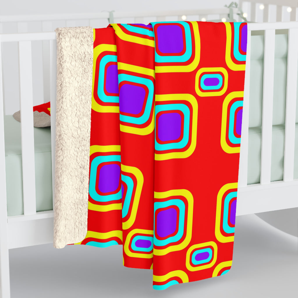 Big Ripple Squares Sherpa Fleece Blanket – Op-Art Concentric Squares Pattern