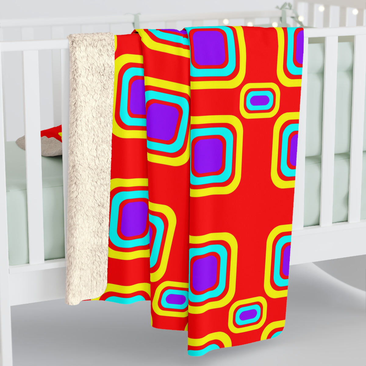 Big Ripple Squares Sherpa Fleece Blanket – Op-Art Concentric Squares Pattern