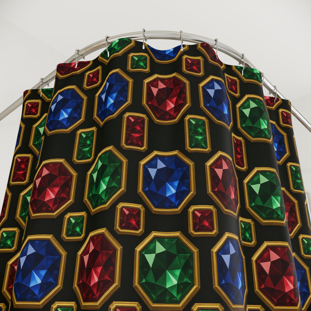 Jewelled Octagon Tiles Shower Curtain – Geometric Pattern