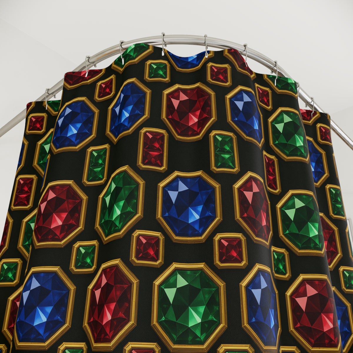 Jewelled Octagon Tiles Shower Curtain – Geometric Pattern