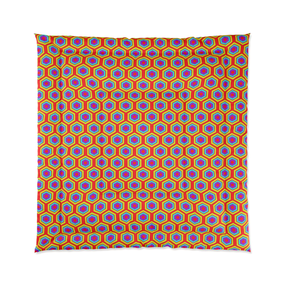 Concentric Hexagon Ripple Comforter – Op-Art Hexagons Pattern