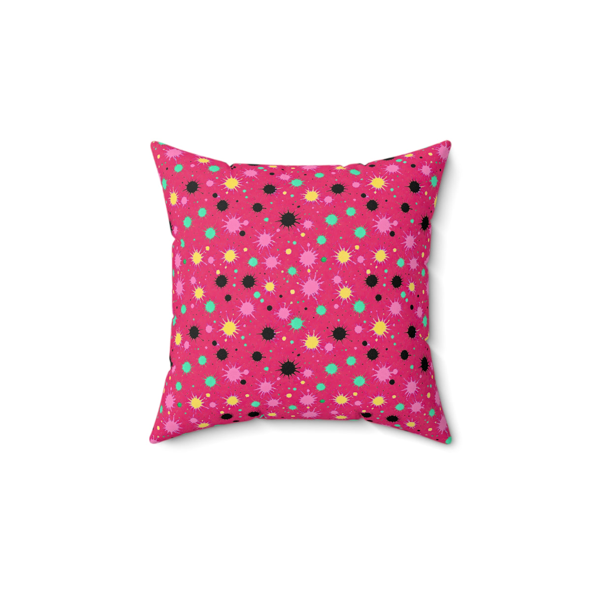 Splat Storm Faux Suede Cushion – Candy Pop on Raspberry
