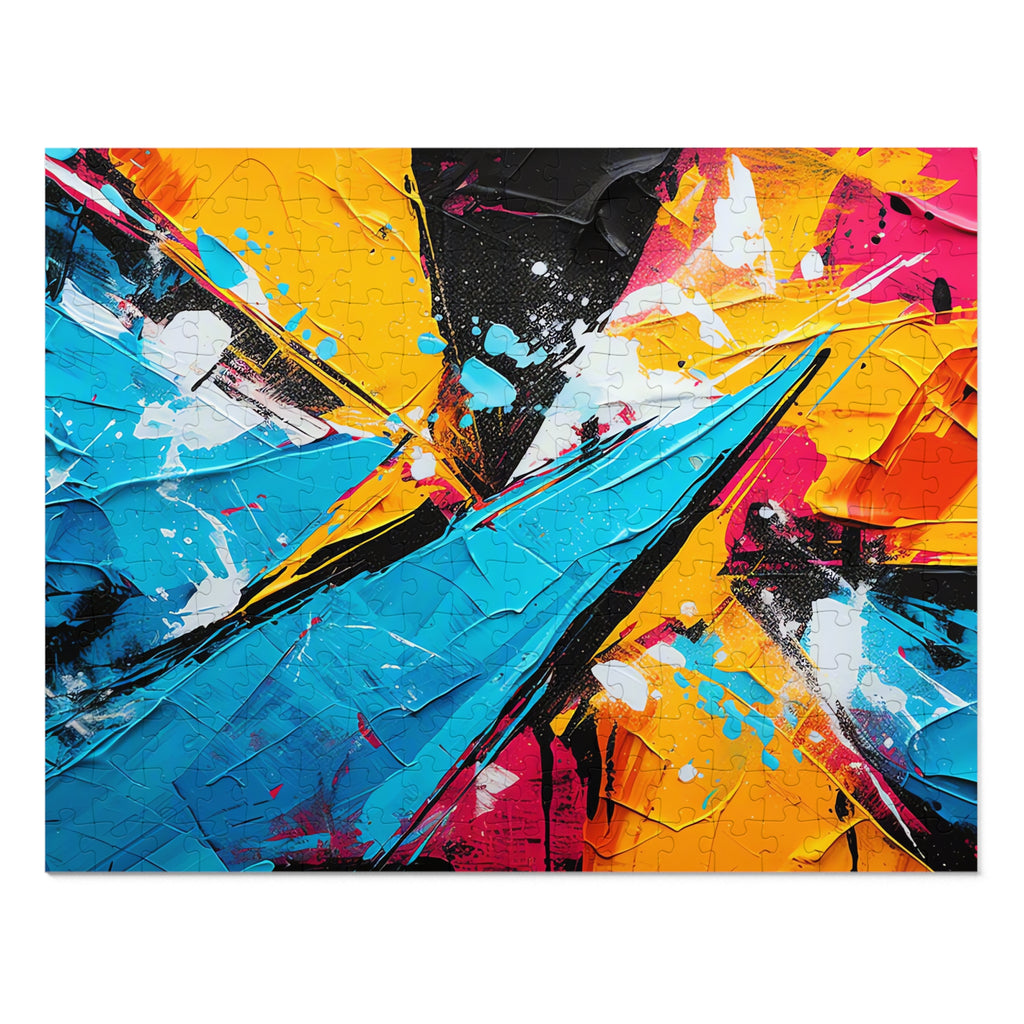 Shattered Blue Burst Jigsaw Puzzle with Tin – Bold Abstract Art