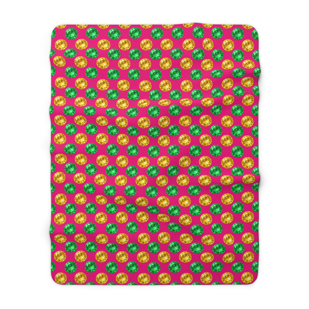 Half-Drop Gem Grid Sherpa Fleece Blanket – Faceted Gem Geometric Pattern