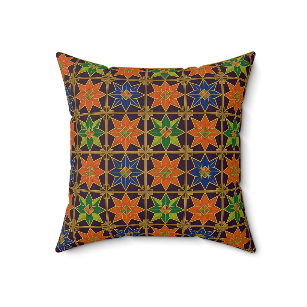 Deco Star Tiles Faux Suede Cushion – Kaleidoscopic Deco Pattern – view 7
