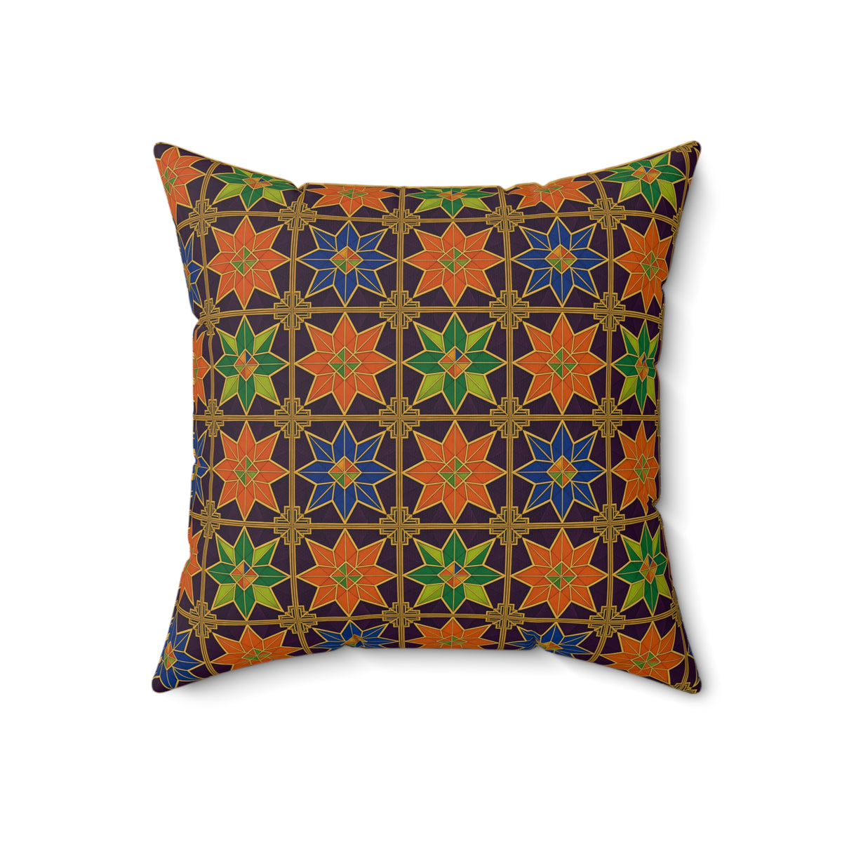 Deco Star Tiles Faux Suede Cushion – Kaleidoscopic Deco Pattern – view 7