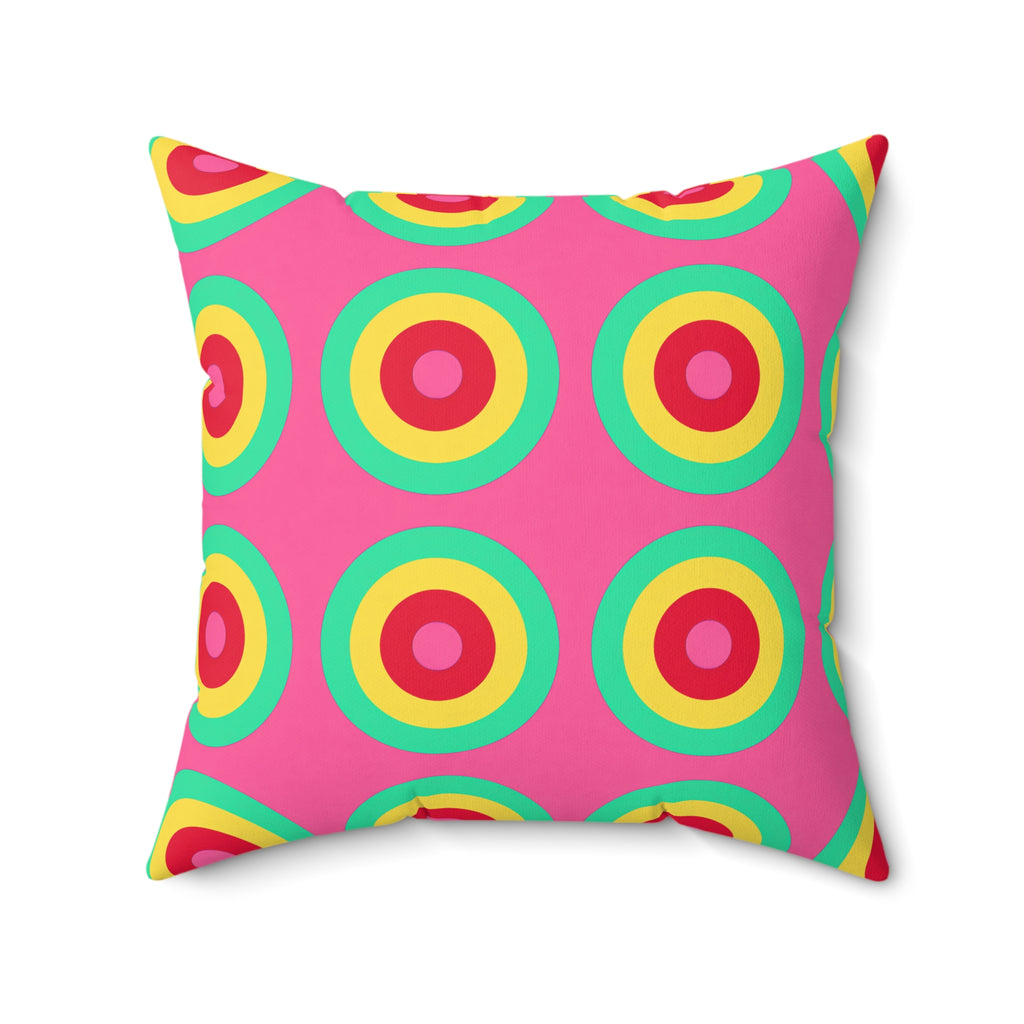 Giant Op-Art Jewel Rings Faux Suede Cushion – Candy Christmas