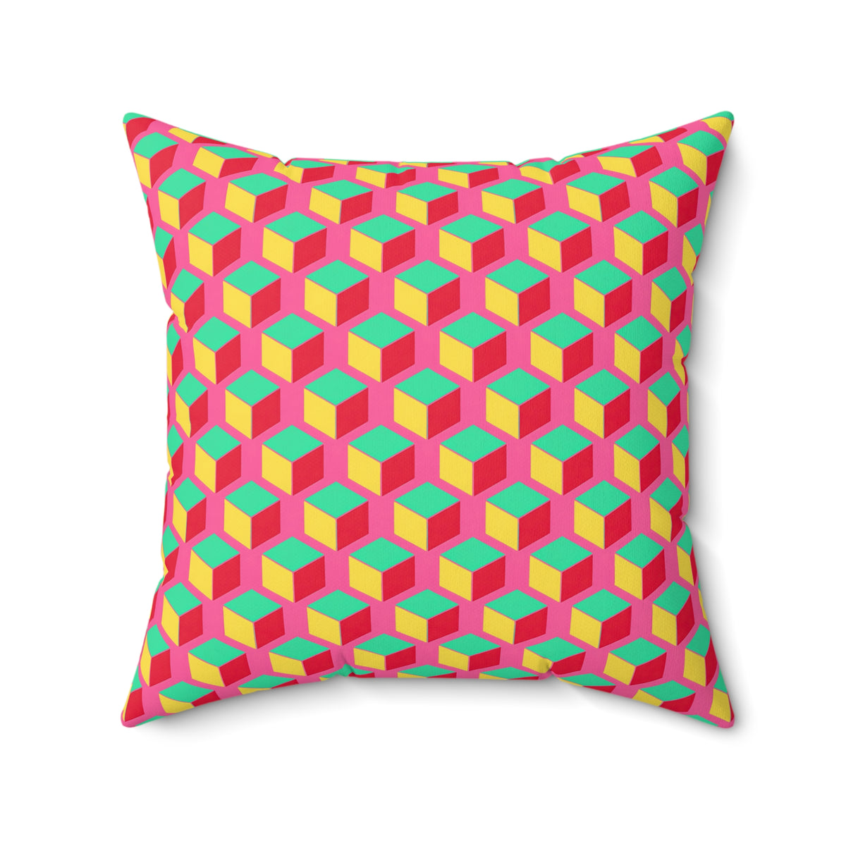 Giant Faceted Cubes II Faux Suede Cushion – Candy Christmas