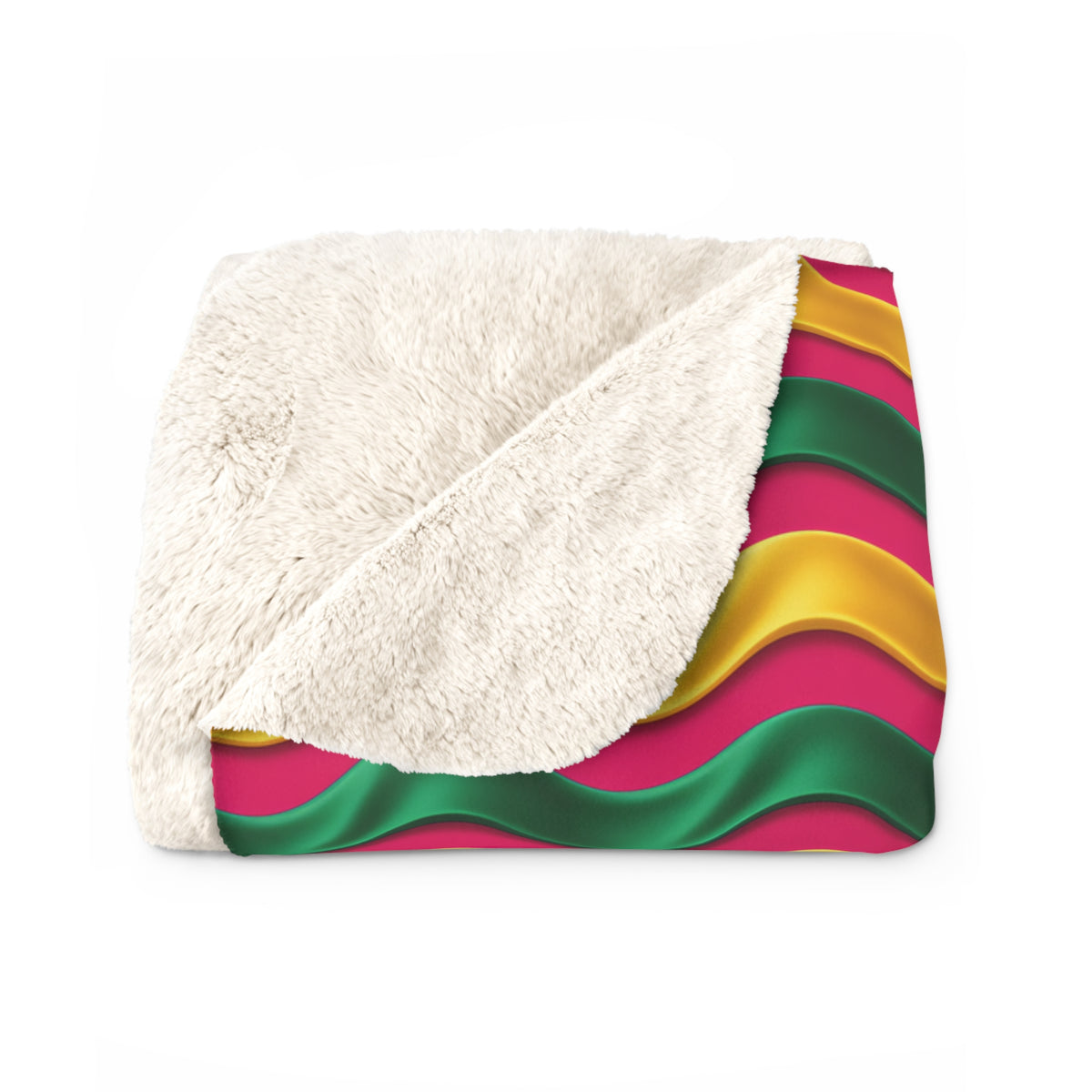 Satin Wave Bands Sherpa Fleece Blanket – Ribbon Waves Pattern