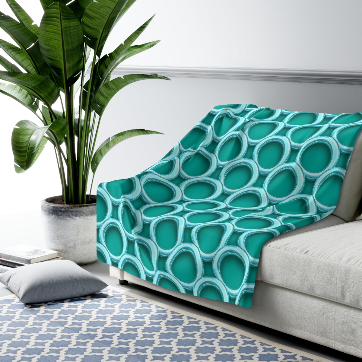 Big Ring Weave Sherpa Fleece Blanket – Peacock Jewel