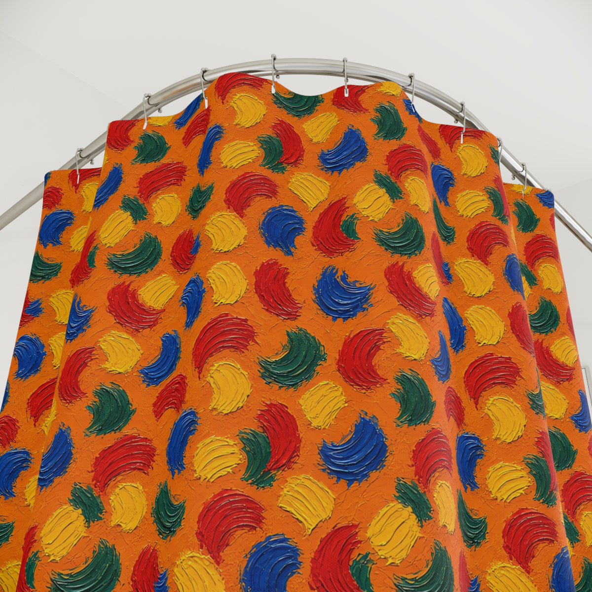 Impasto Swipe Field Shower Curtain – Expressionist Brushstroke Abstract Pattern