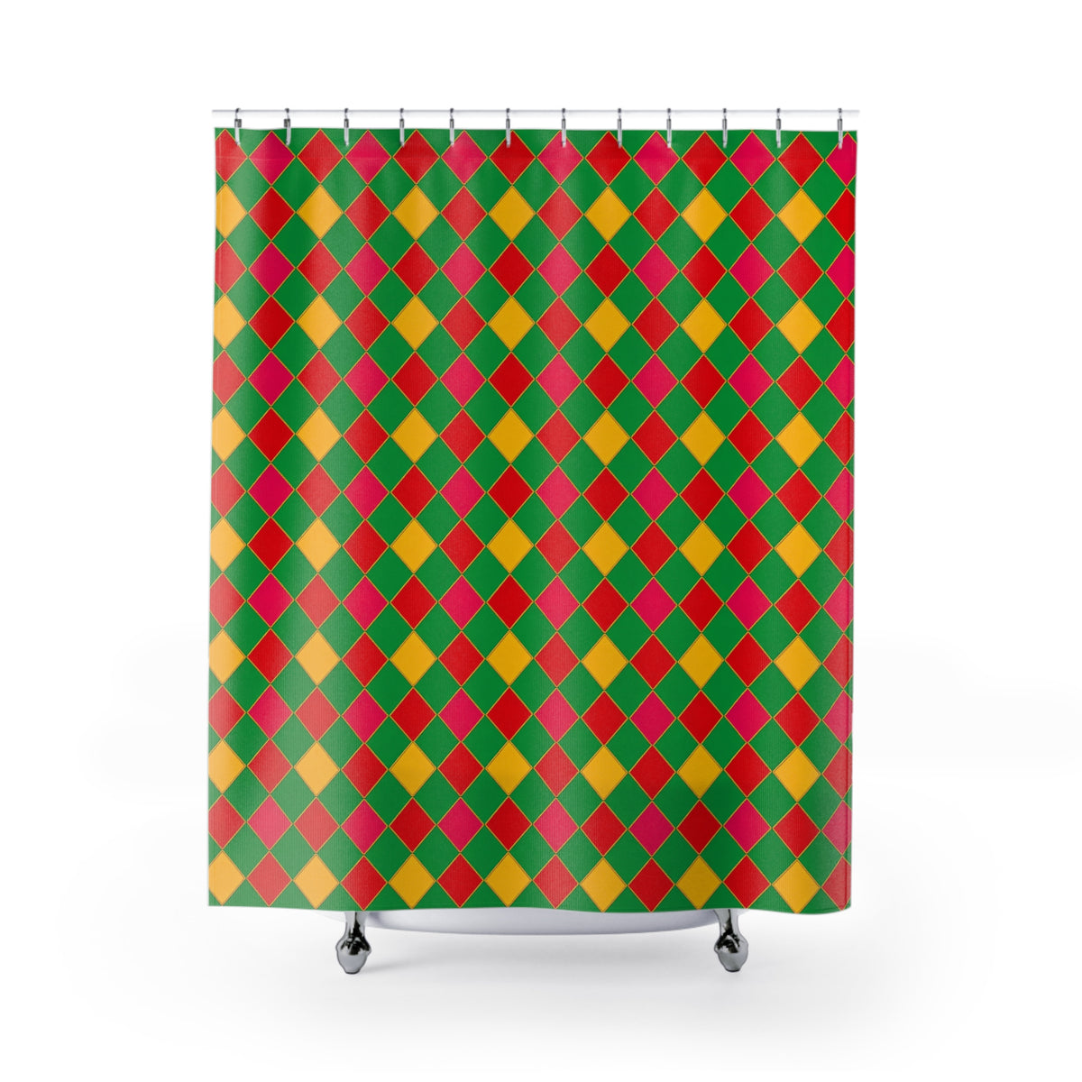 Jewel Harlequin Check Shower Curtain – Harlequin Geometric Pattern