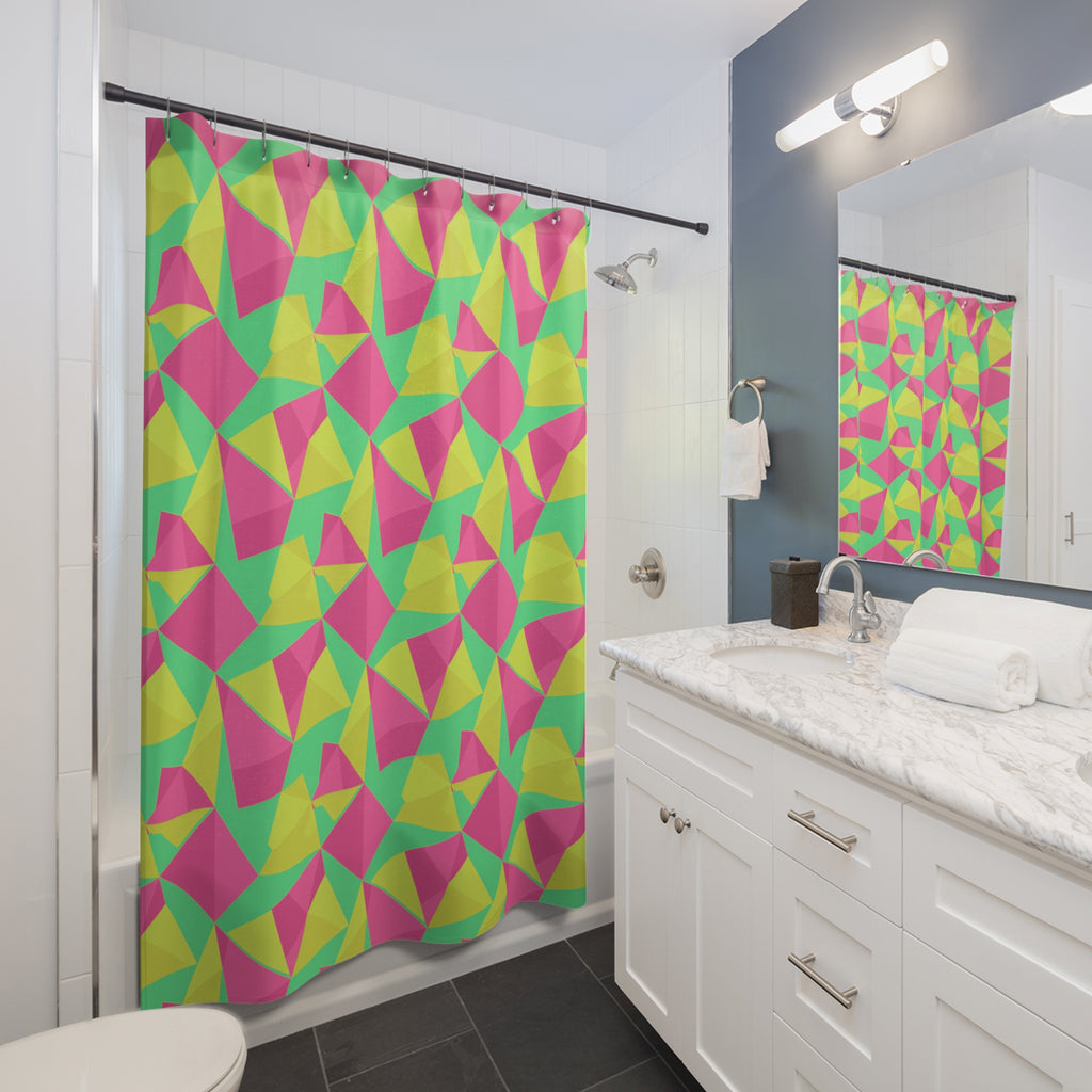 Faceted Gold Panels Shower Curtain – Candy Christmas