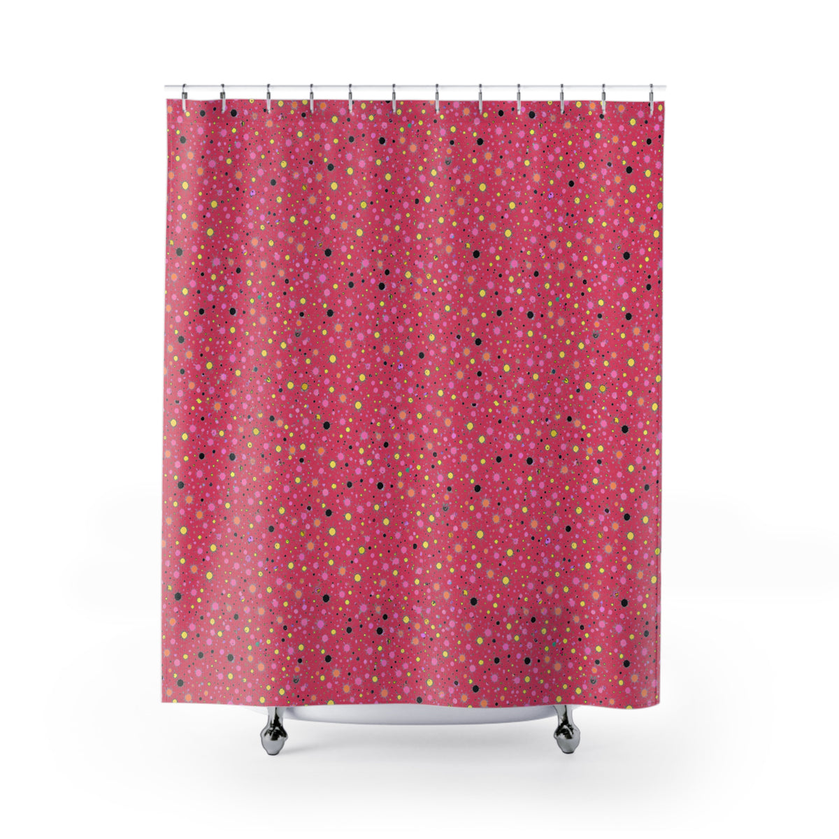 Confetti Spatter Shower Curtain – Candy Pop on Raspberry