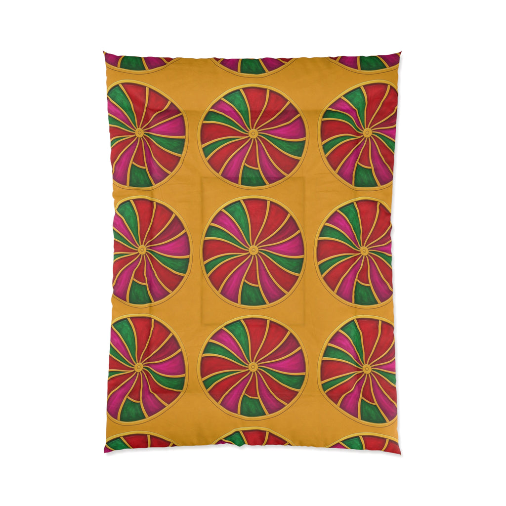 Grand Kaleido Jewel Wheels Comforter – Kaleidoscopic Medallion Pattern