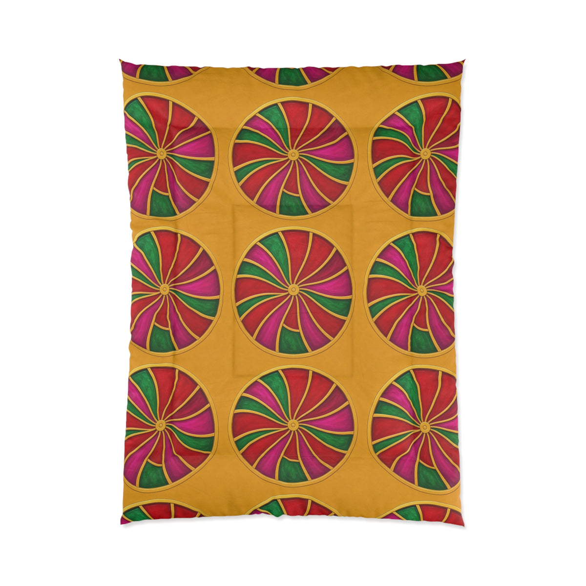 Grand Kaleido Jewel Wheels Comforter – Kaleidoscopic Medallion Pattern