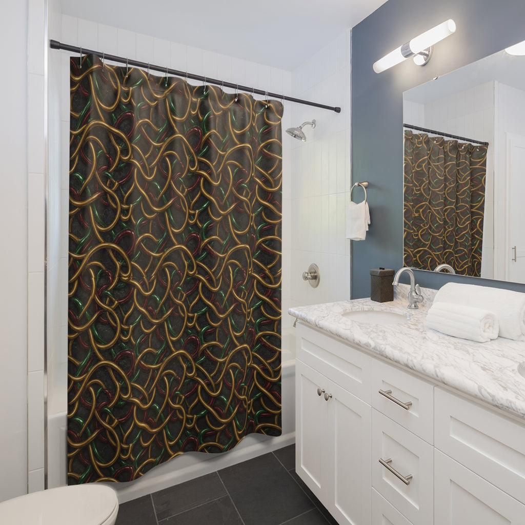 Jewel Metal Weave Shower Curtain – Holographic-Look Metal Pattern