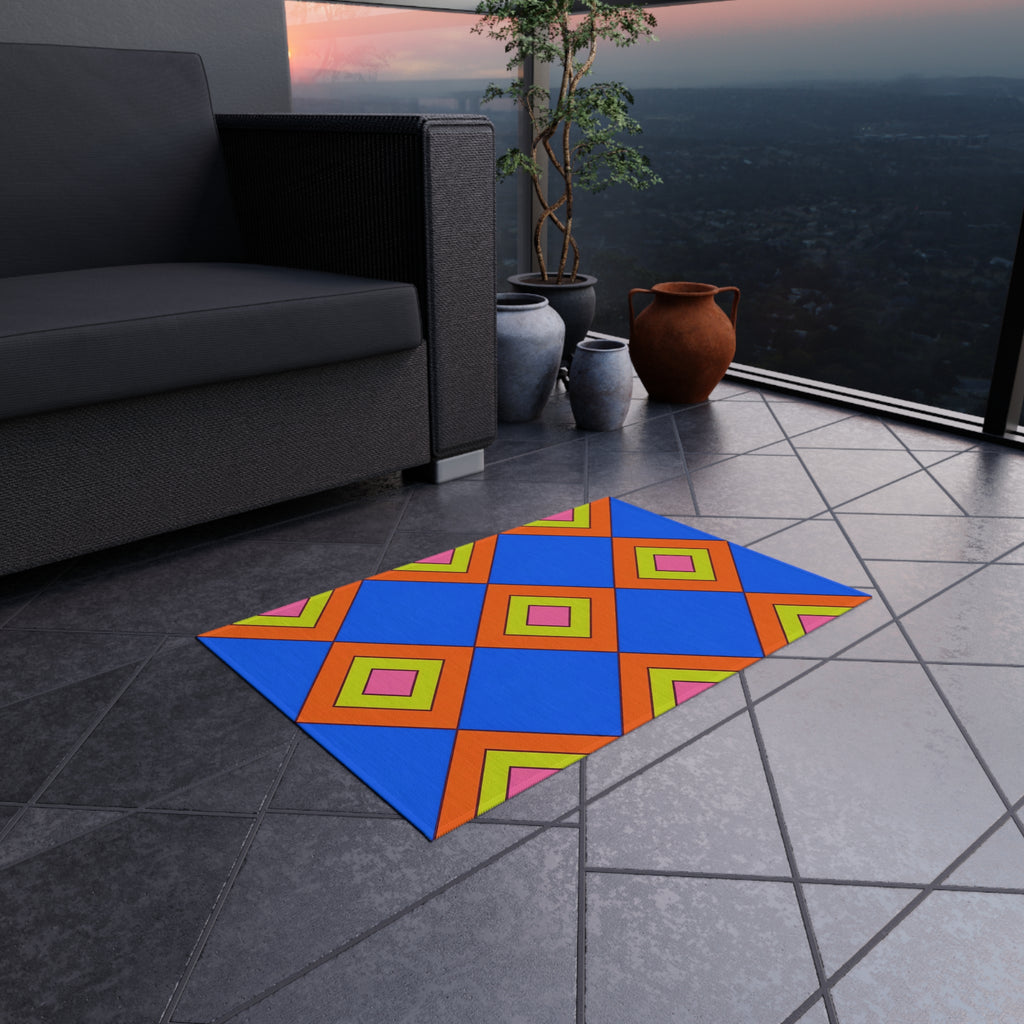 Pop Diamond Checks Outdoor Rug – Op-Art Pattern