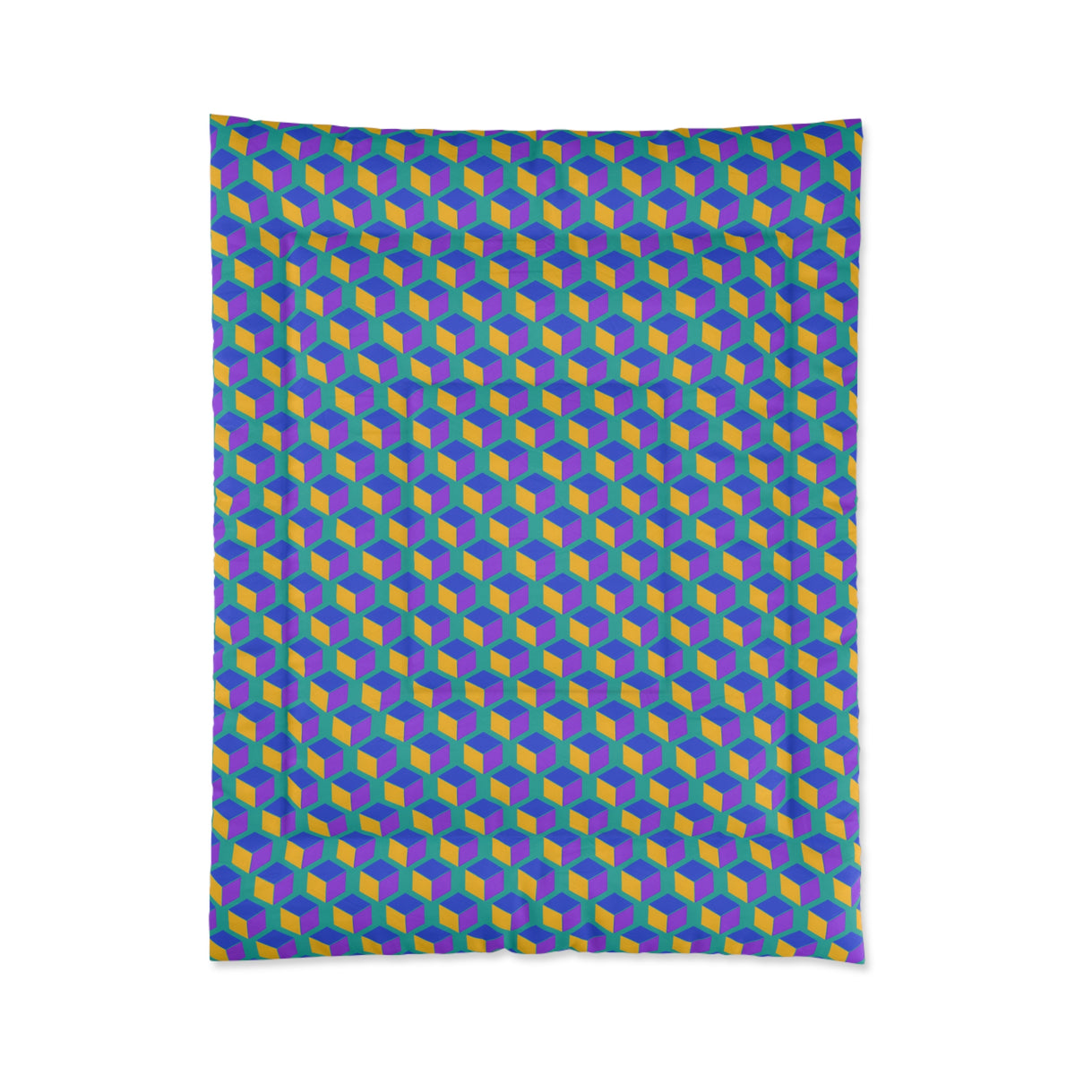 Giant Faceted Cubes II Comforter – Peacock Jewel