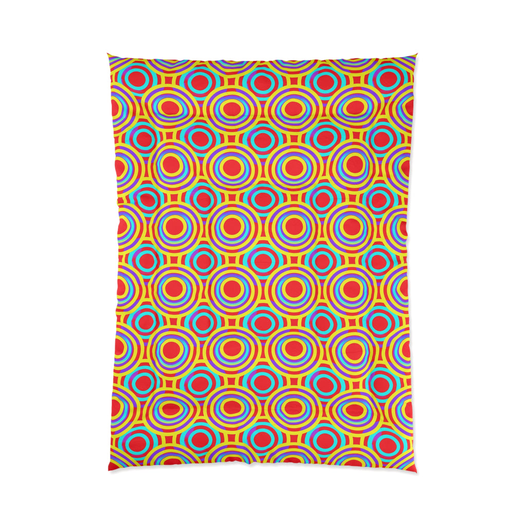 Interlocking Ring Ripples Comforter – Op-Art Circles Pattern