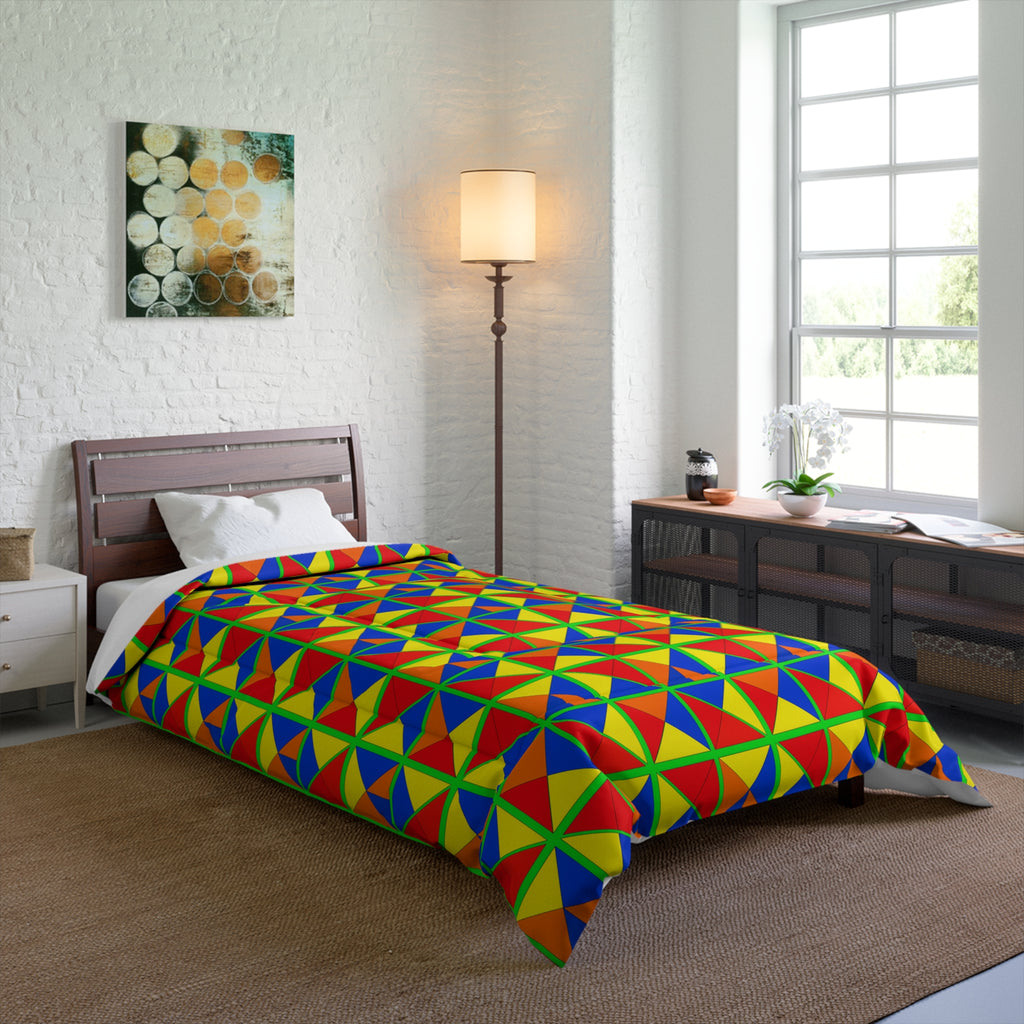 Split Square Fiesta Comforter – Cubist Geometric Pattern