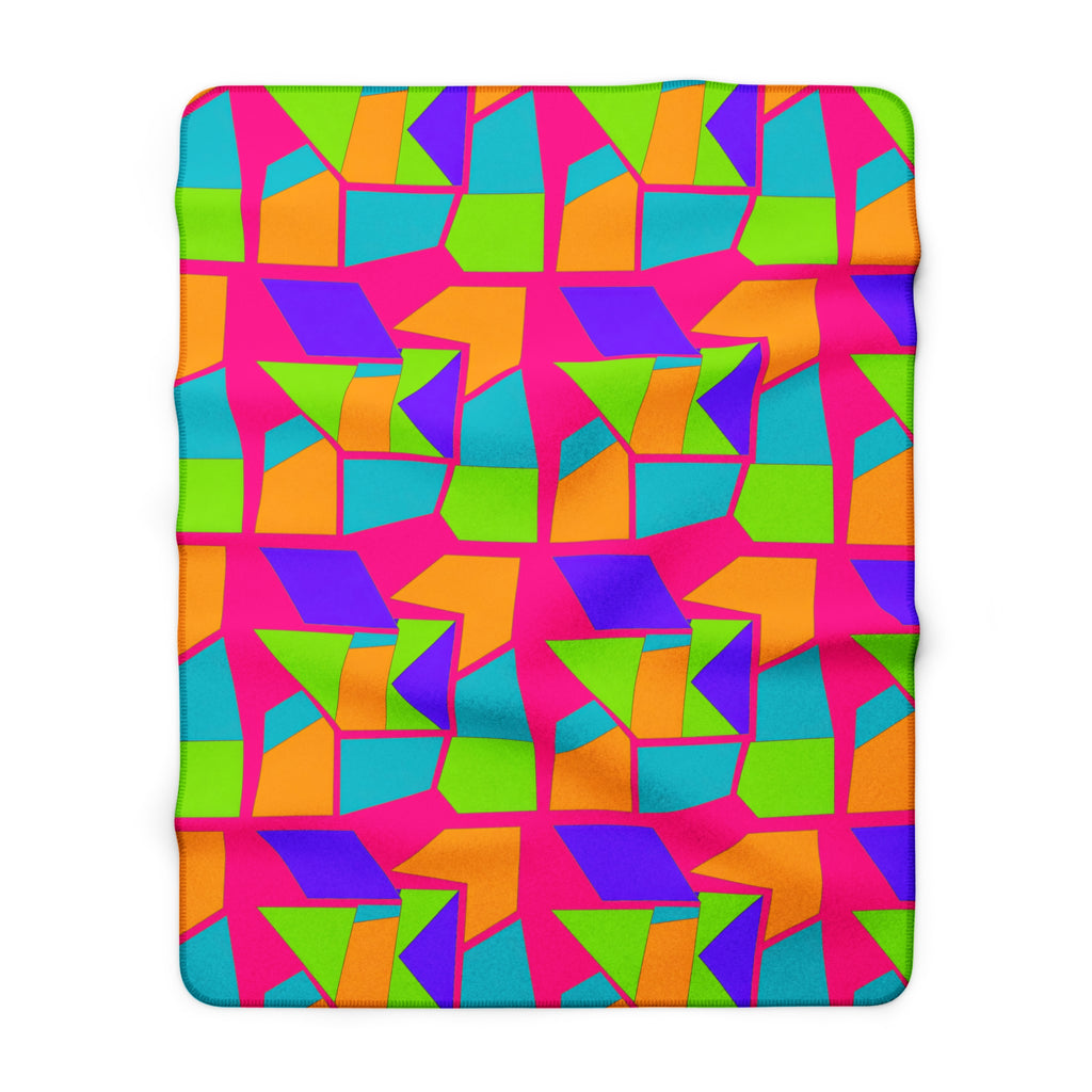 Cubist Block Quilt Sherpa Fleece Blanket – Tropical Punch