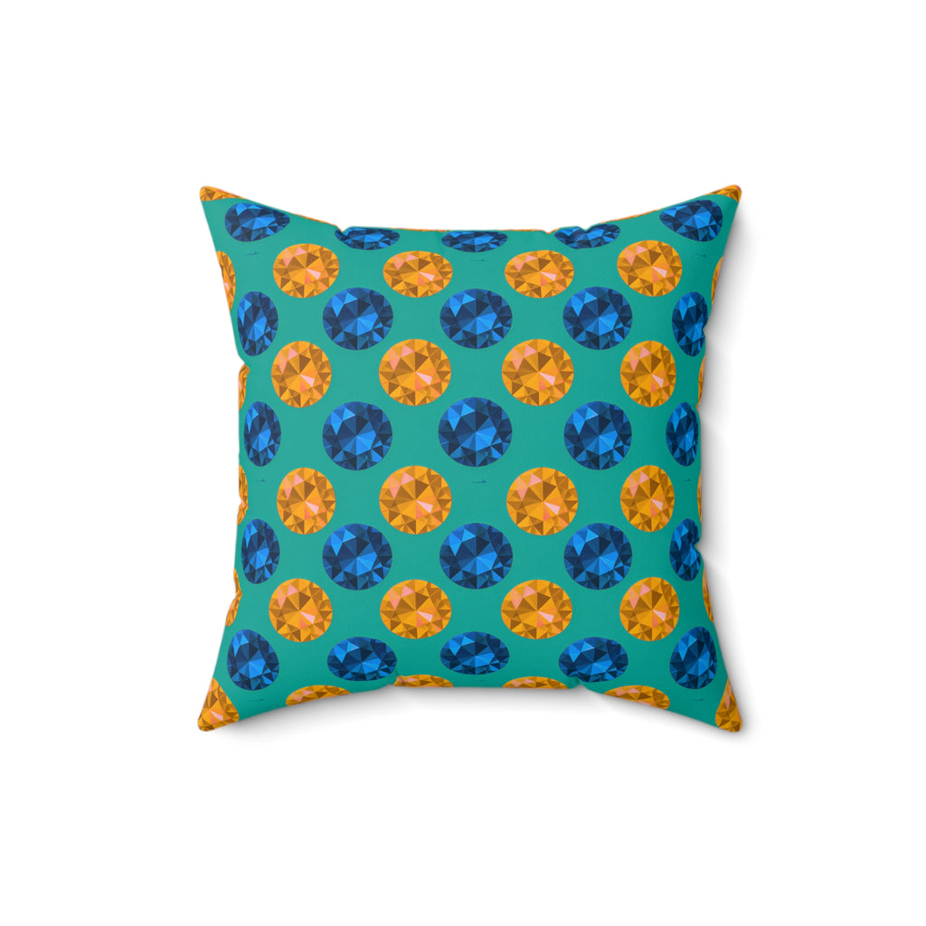 Half-Drop Gem Grid Faux Suede Cushion – Peacock Jewel