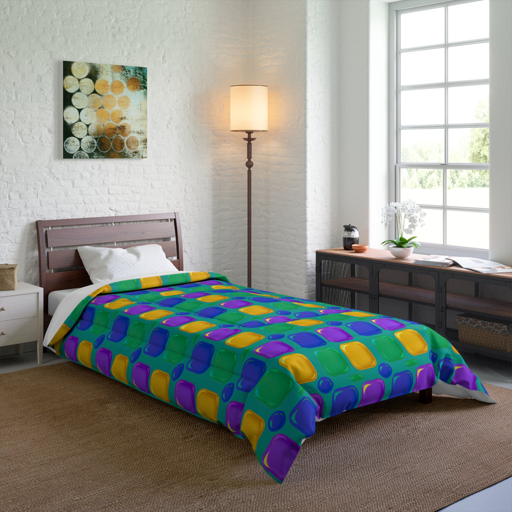 Giant Puffy Glass Cushions Comforter – Peacock Jewel