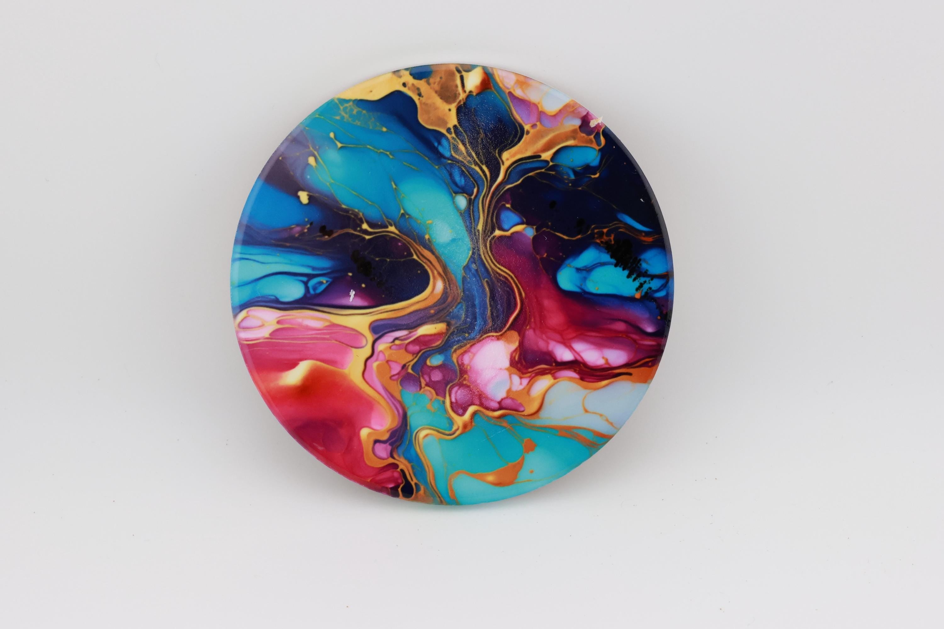 AI24021C Multi Colour Fluid Lava, purples,Effect Round Ceramic Coasters- Set of 6, colourful, gift for all occasions, six unique designs.