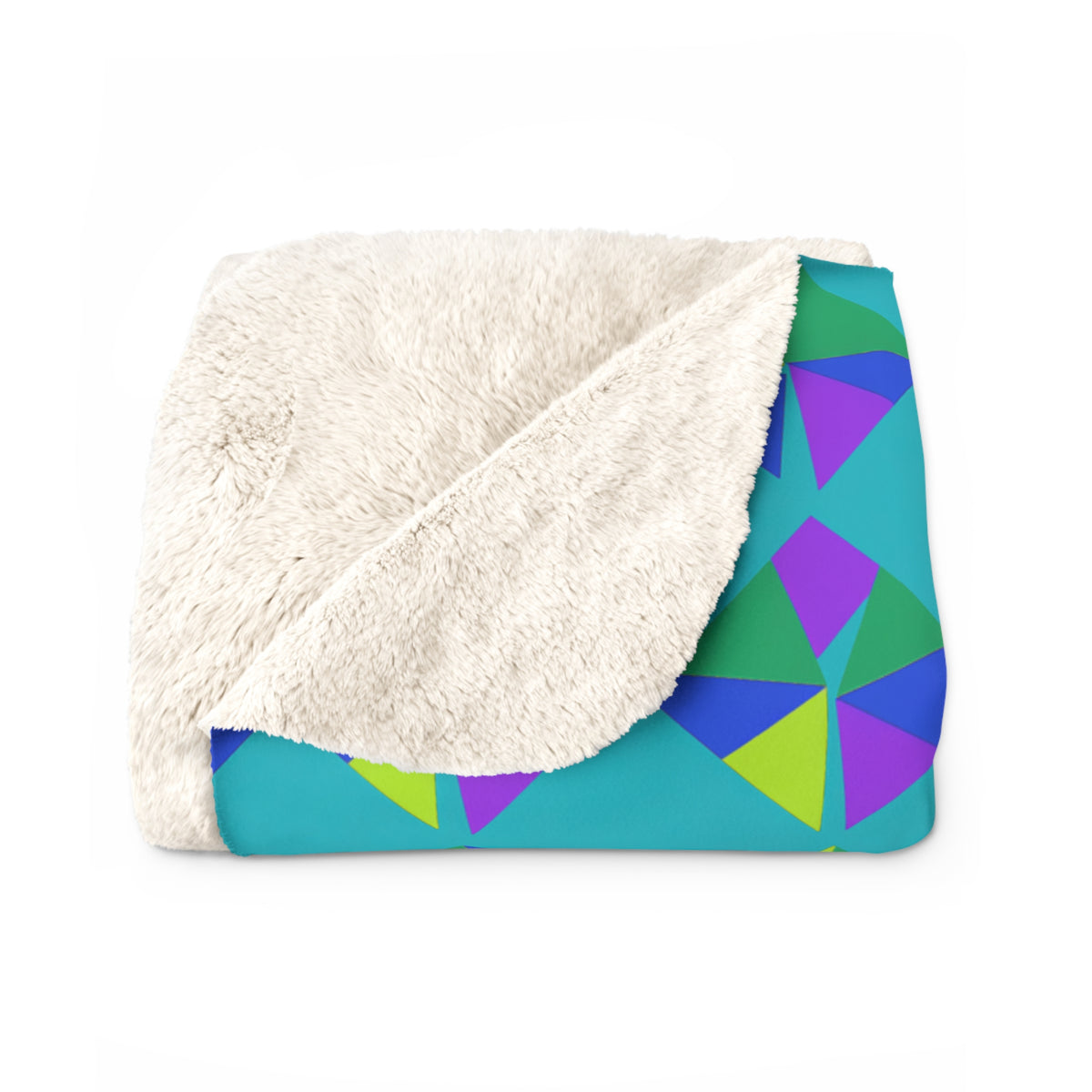 Stacked Cubist Prisms Sherpa Fleece Blanket – Peacock Jewel