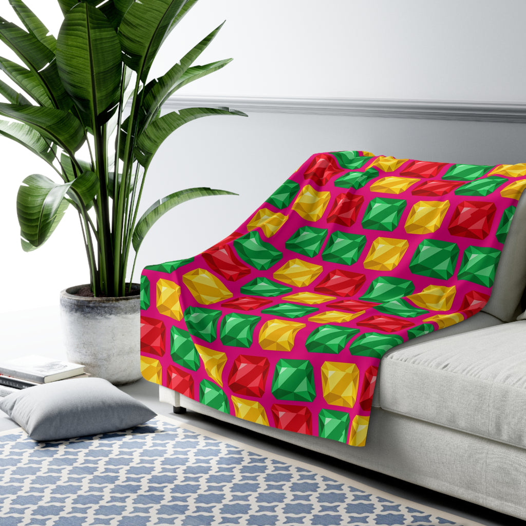 Big Stacked Gem Bars Sherpa Fleece Blanket – Geometric Blocks Pattern
