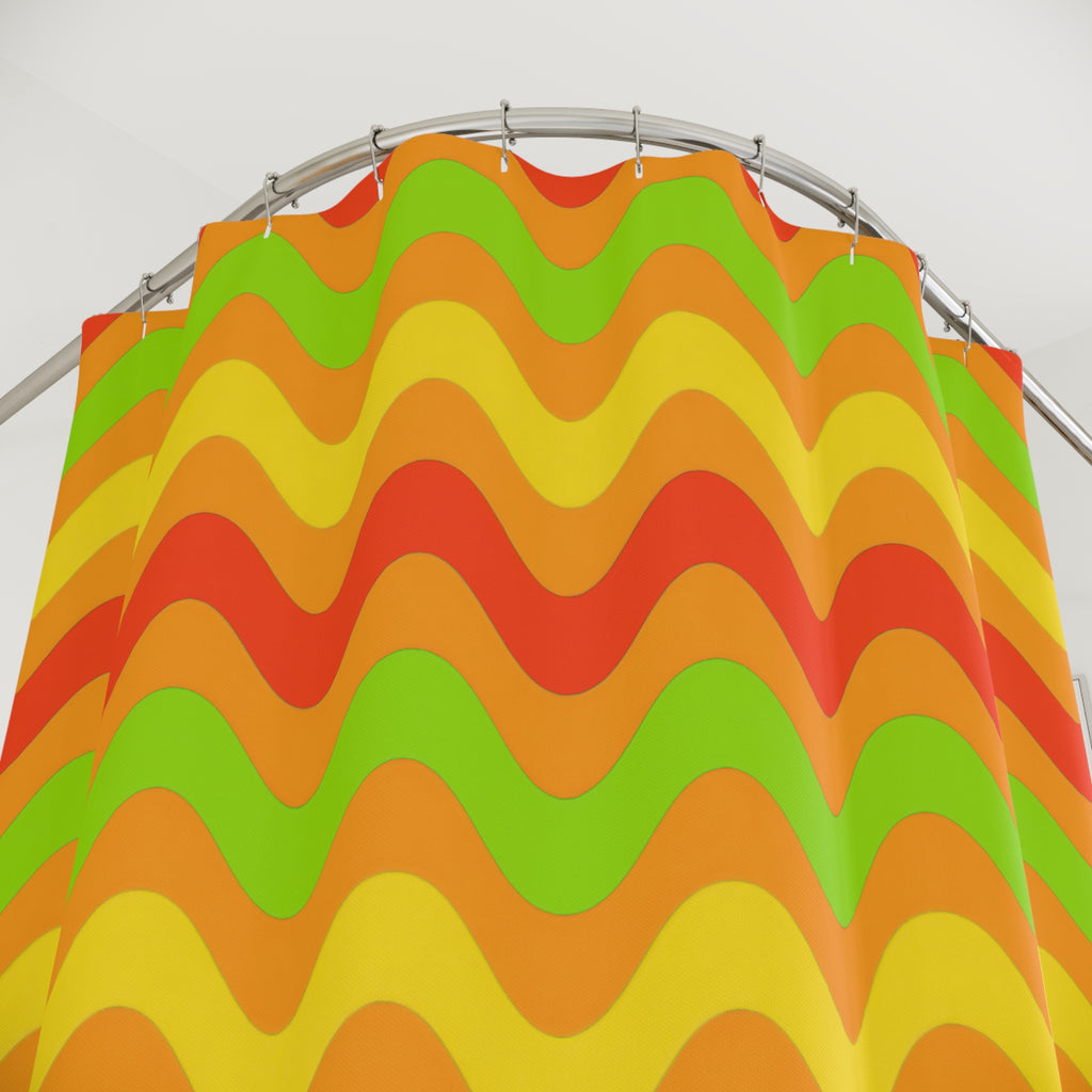 Big Ripple Chevrons Shower Curtain – Hot Citrus