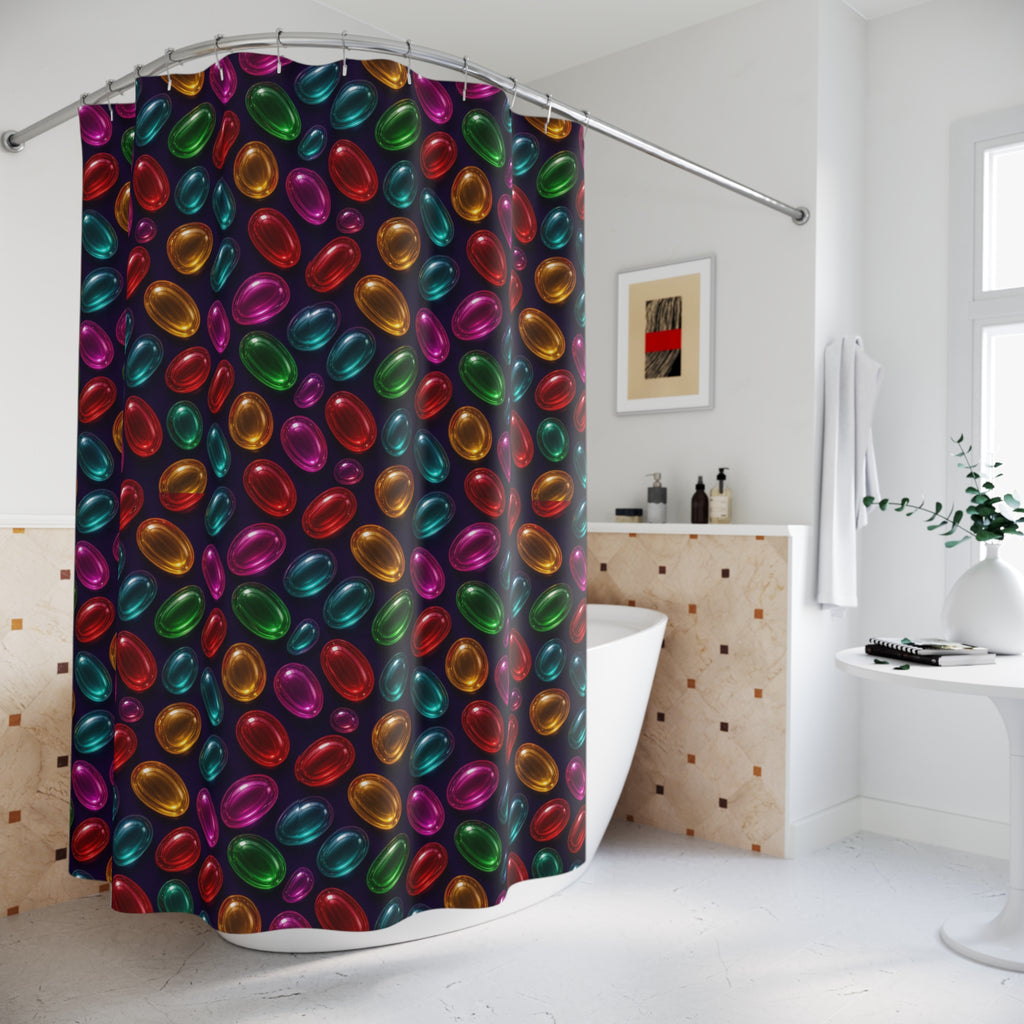 Glass Lozenge Toss Shower Curtain – Glossy 3D Abstract Pattern