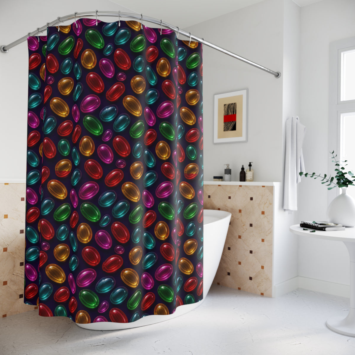 Glass Lozenge Toss Shower Curtain – Glossy 3D Abstract Pattern