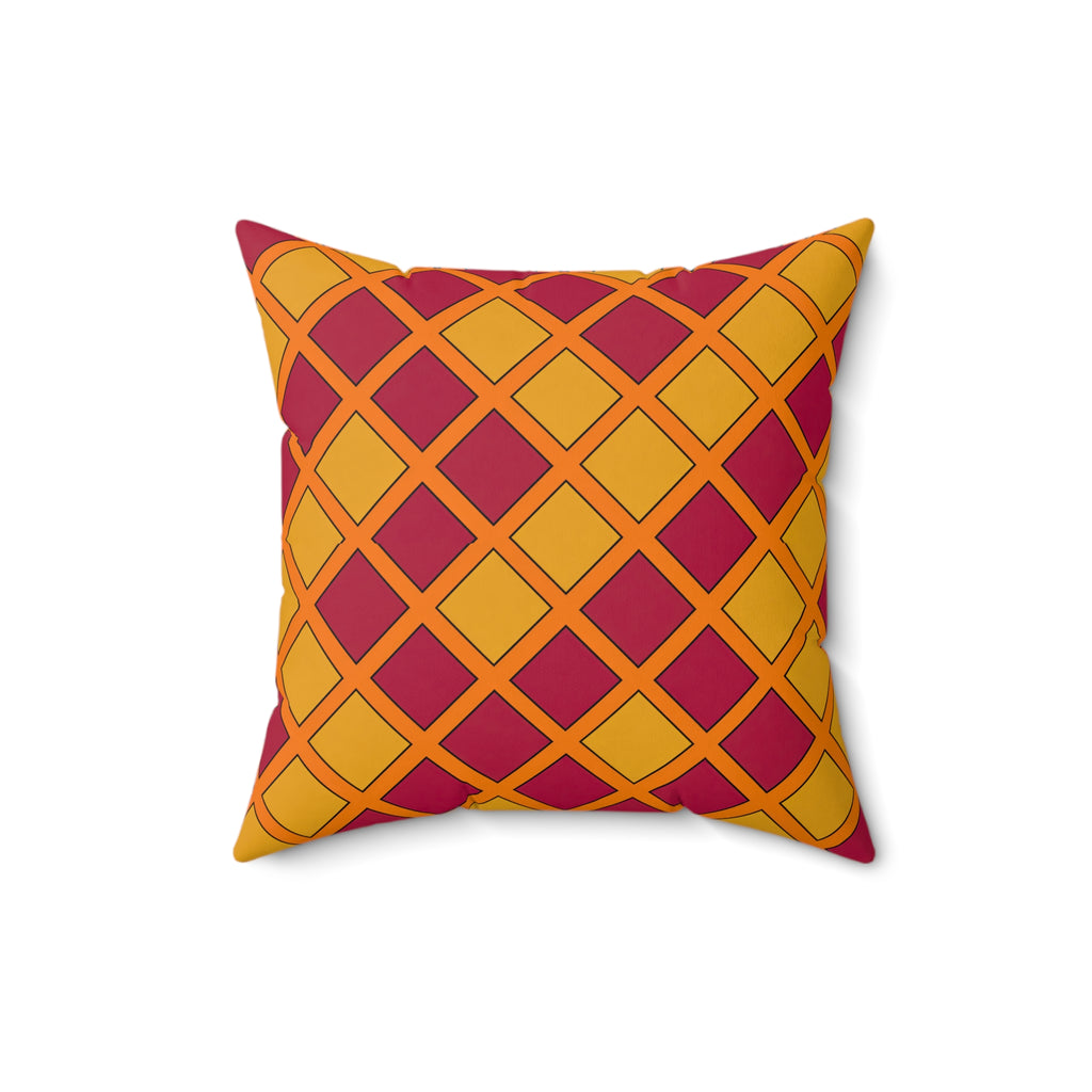 Harlequin Gold Grid Faux Suede Cushion – Cranberry Spice
