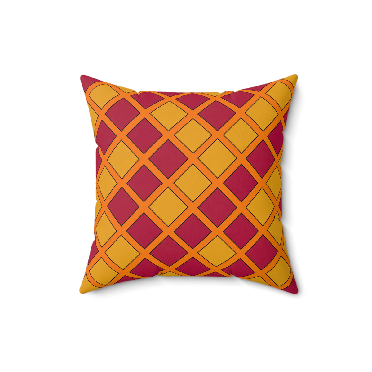 Harlequin Gold Grid Faux Suede Cushion – Cranberry Spice