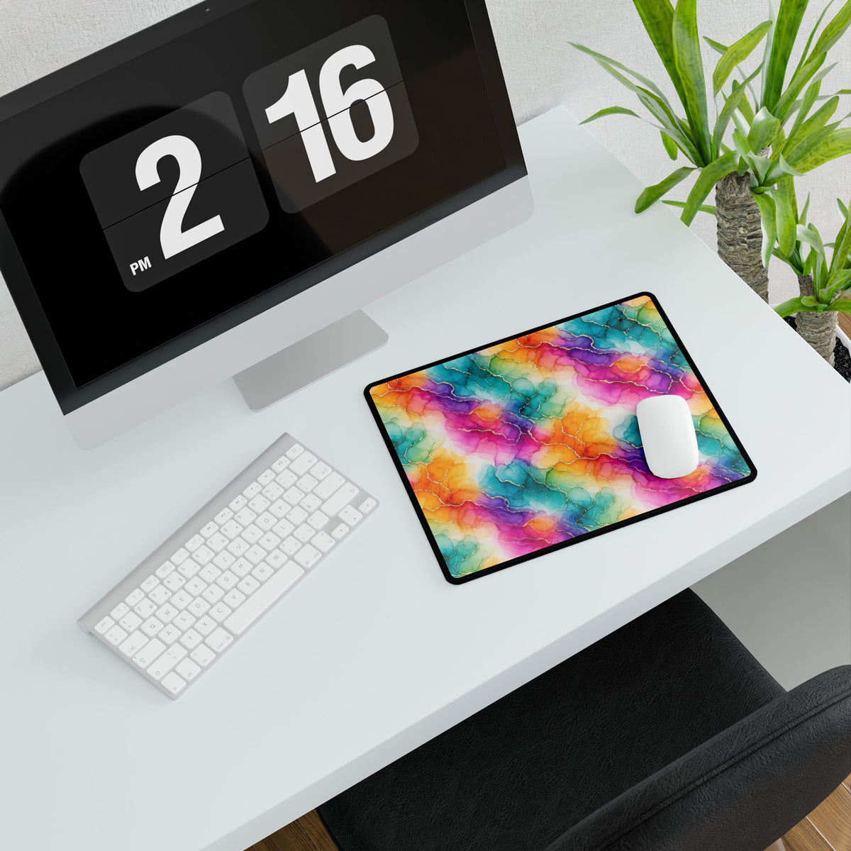 Rainbow Alcohol Ink Bloom Desk Mat