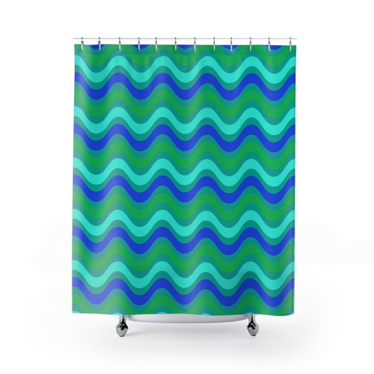 Wide Wave Interference Shower Curtain – Ocean Jewel
