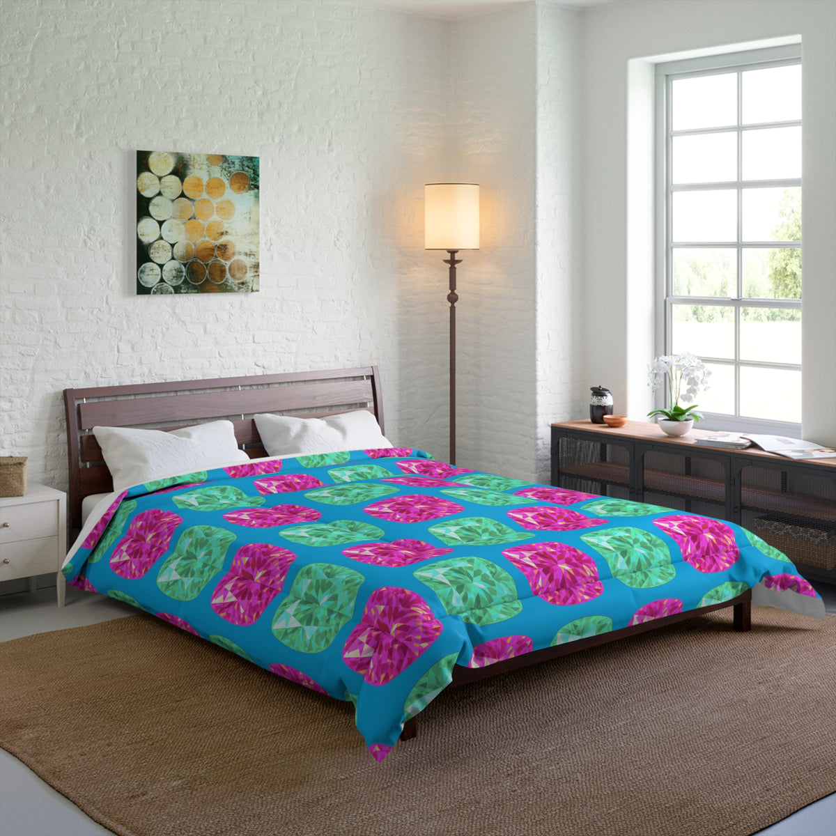 Giant Cut Gem Grid Comforter – Ice Jewel
