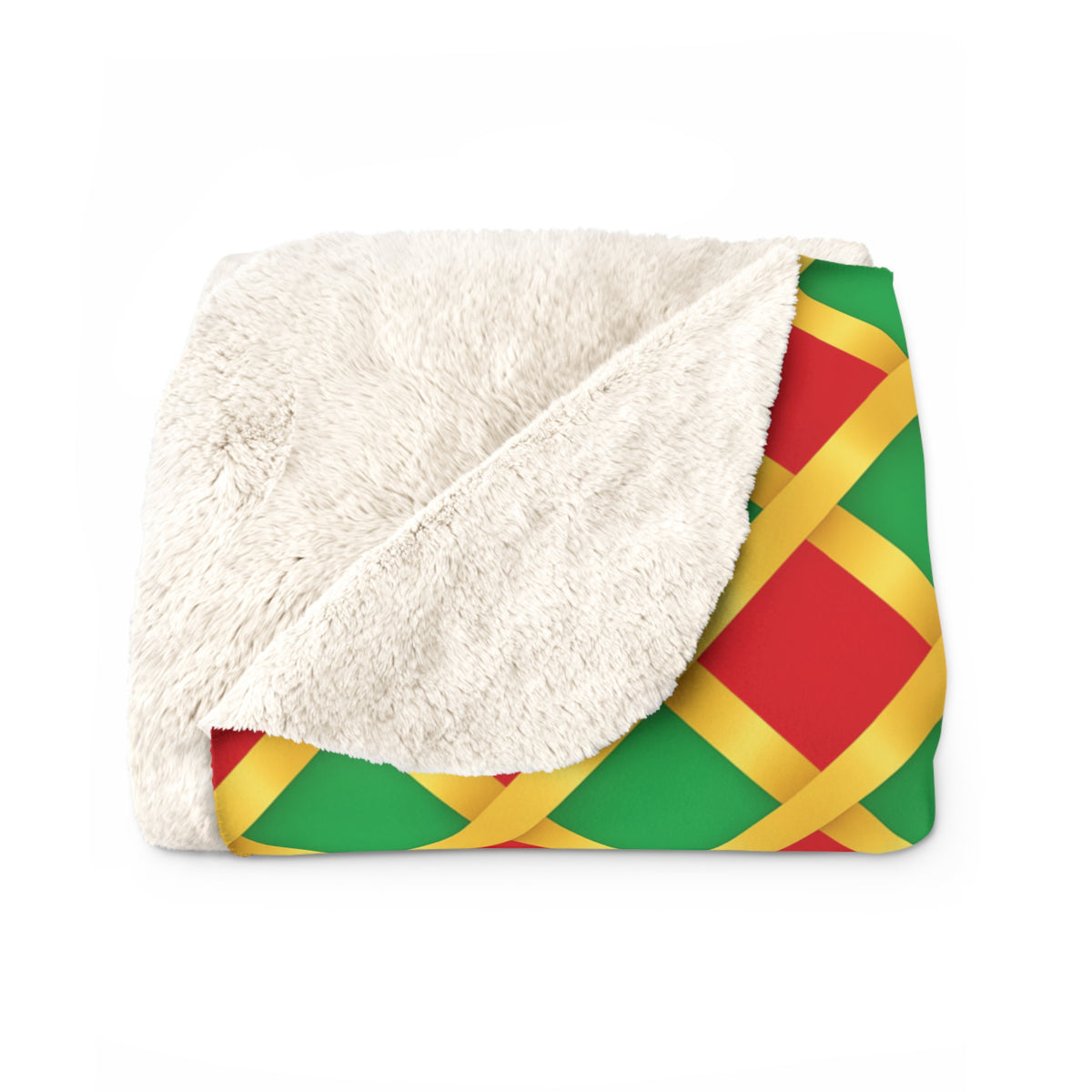 Broad Gold Diamond Trellis Sherpa Fleece Blanket – Ribbon Lattice Pattern