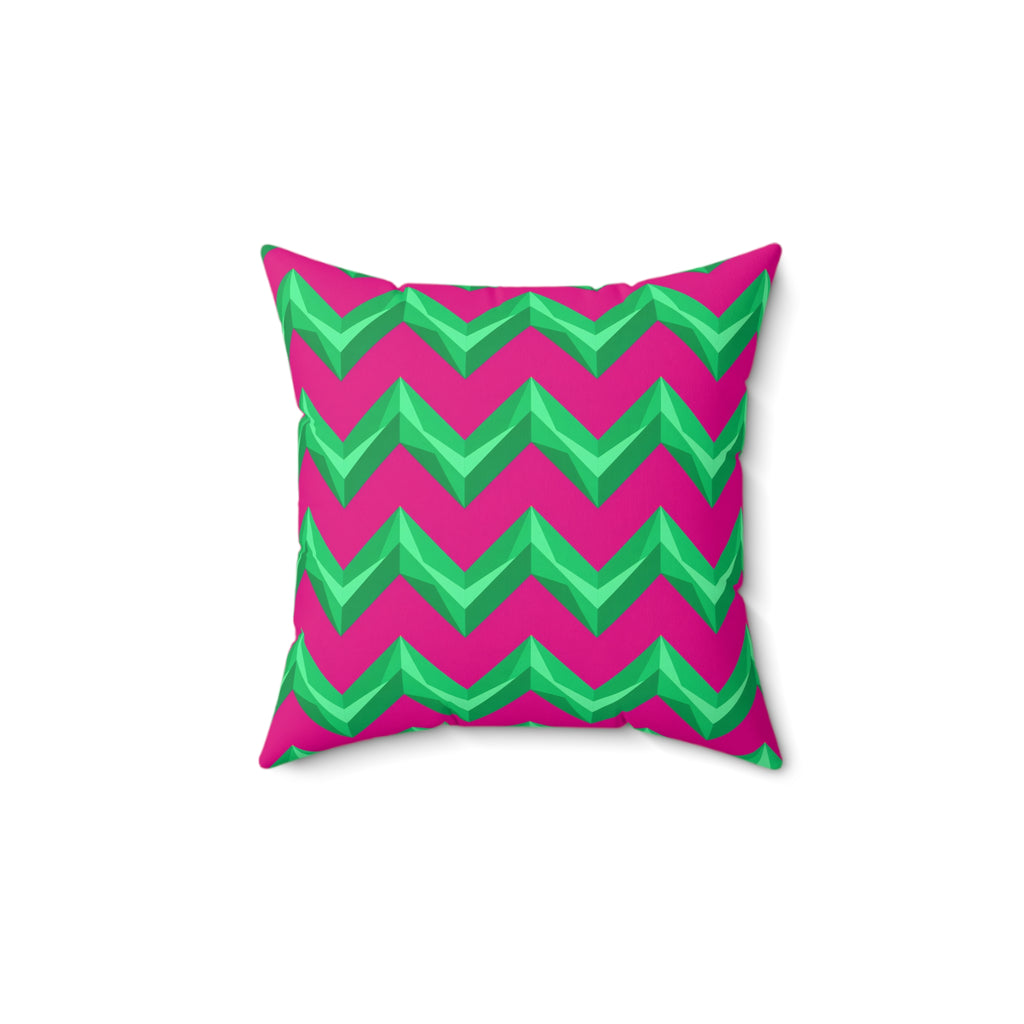 Broad Cut-Gem Chevrons Faux Suede Cushion – Chevron Geometric Pattern