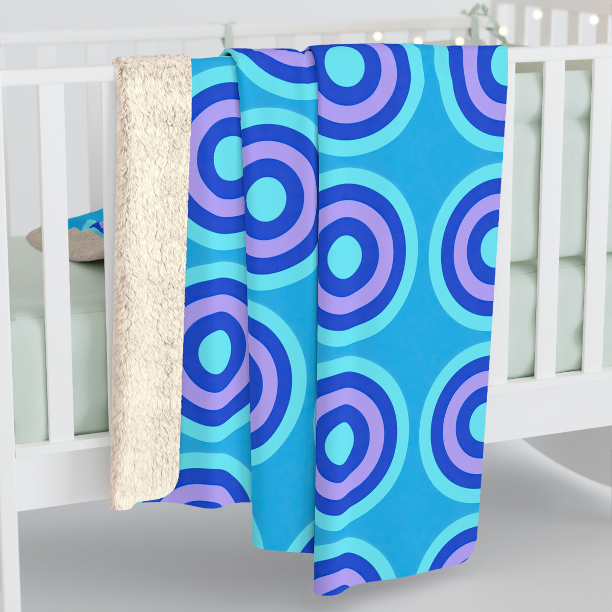 Mega Ring Grid Sherpa Fleece Blanket – Ice Jewel