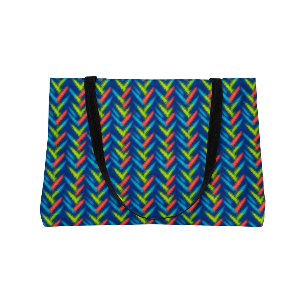 Neon Zigzag Fold Weekender Tote Bag – Tie-Dye Pattern