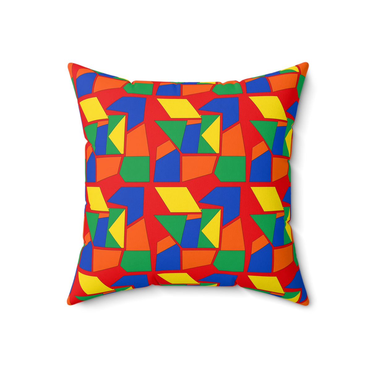Cubist Block Quilt Faux Suede Cushion – Cubist Geometric Pattern
