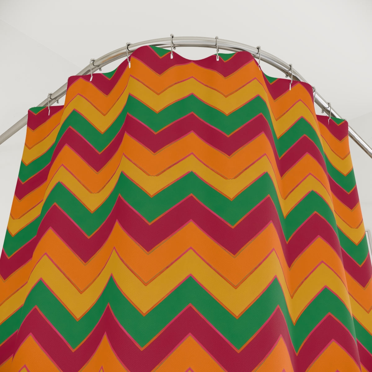 Jewel Chevron Bands Shower Curtain – Cranberry Spice
