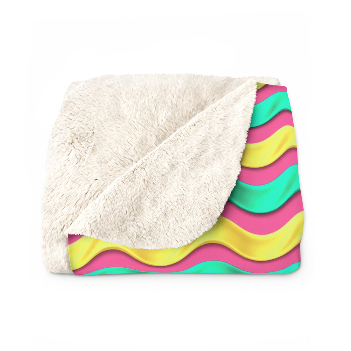 Satin Wave Bands Sherpa Fleece Blanket – Candy Christmas