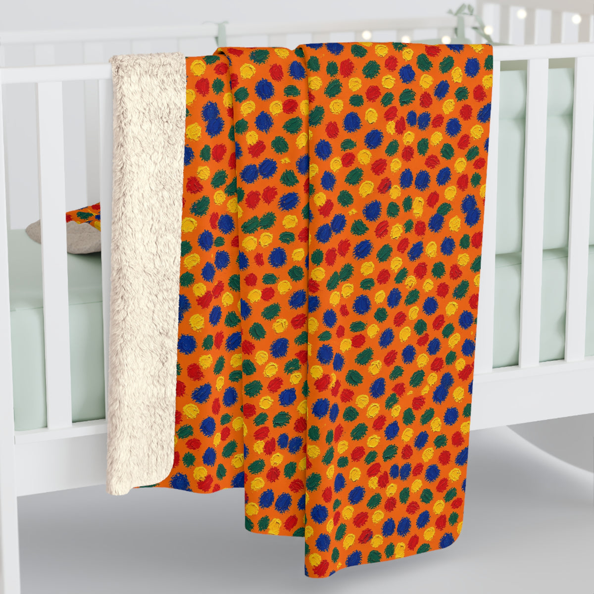 Stippled Dabs Sherpa Fleece Blanket – Expressionist Brushstroke Abstract Pattern