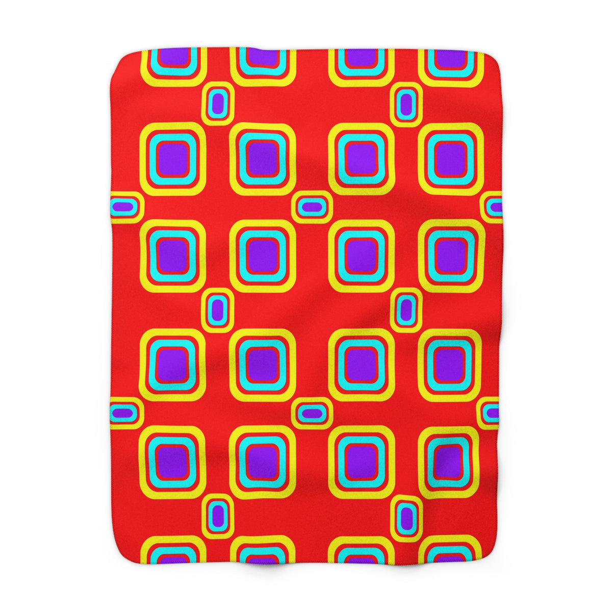 Big Ripple Squares Sherpa Fleece Blanket – Op-Art Concentric Squares Pattern