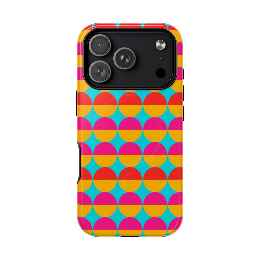 Half-Moon Stack Magnetic Tough iPhone Case – Geometric Blocks Pattern