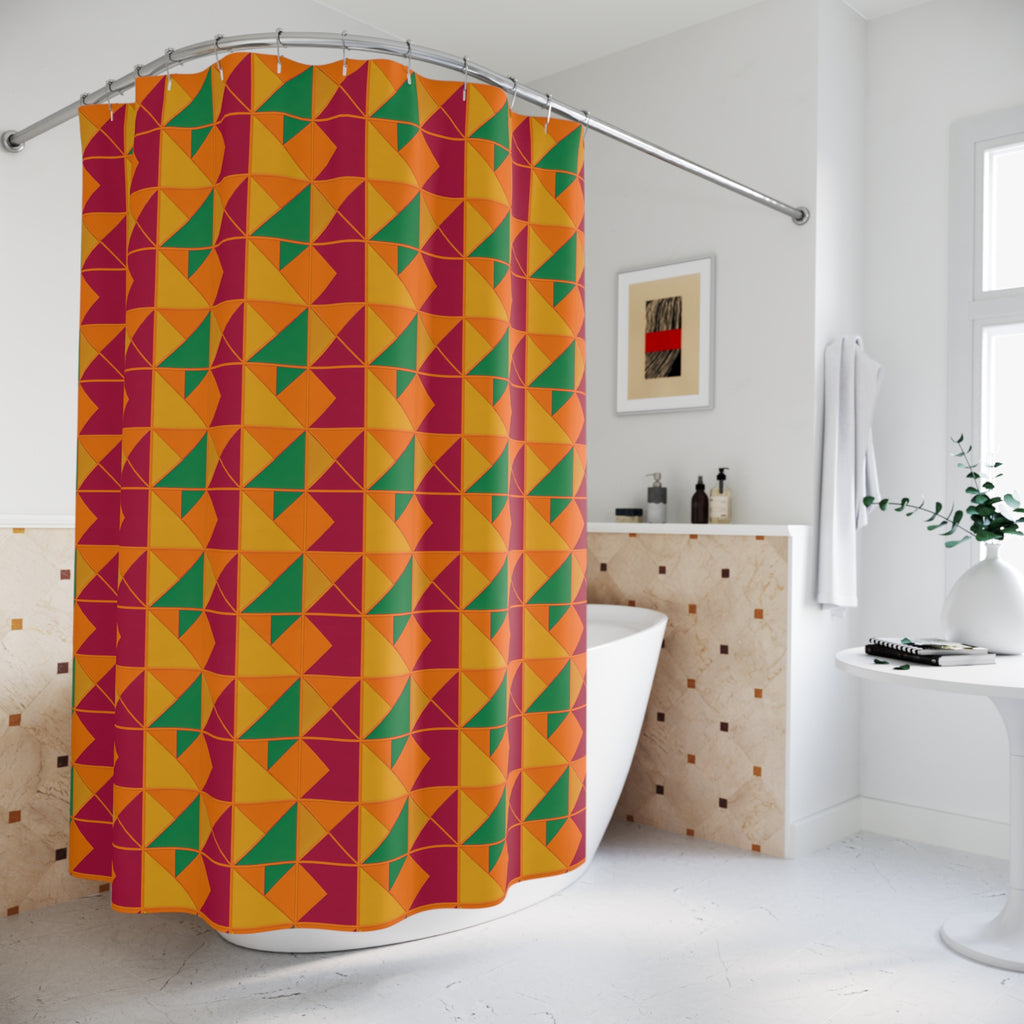 Jewel Block Quilt Shower Curtain – Cranberry Spice